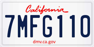 CA license plate 7MFG110