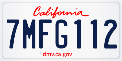 CA license plate 7MFG112