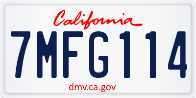CA license plate 7MFG114