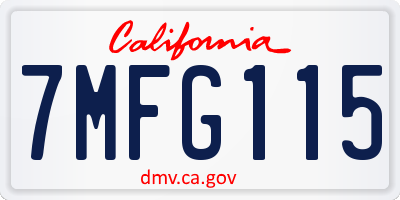 CA license plate 7MFG115