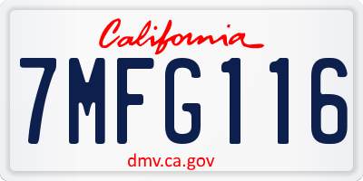 CA license plate 7MFG116