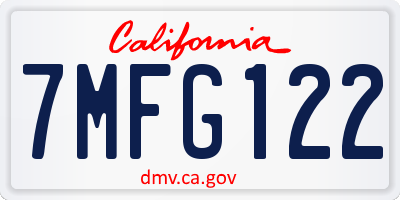 CA license plate 7MFG122