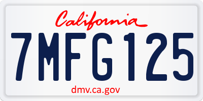 CA license plate 7MFG125