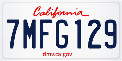 CA license plate 7MFG129