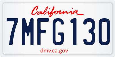 CA license plate 7MFG130