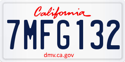 CA license plate 7MFG132