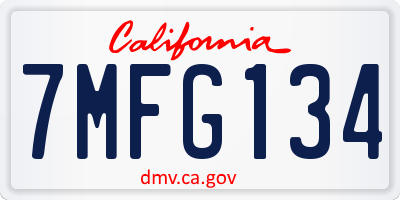CA license plate 7MFG134