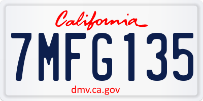 CA license plate 7MFG135