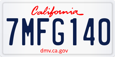 CA license plate 7MFG140