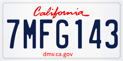 CA license plate 7MFG143