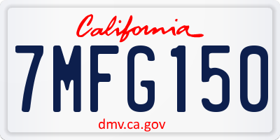 CA license plate 7MFG150