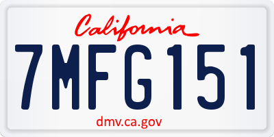 CA license plate 7MFG151