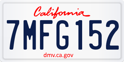 CA license plate 7MFG152