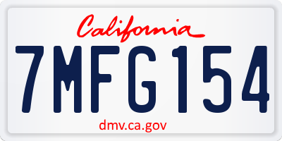 CA license plate 7MFG154