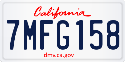 CA license plate 7MFG158
