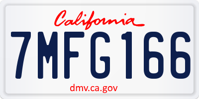 CA license plate 7MFG166