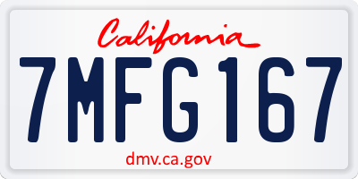 CA license plate 7MFG167