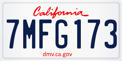 CA license plate 7MFG173