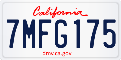 CA license plate 7MFG175