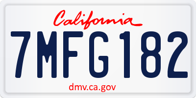 CA license plate 7MFG182