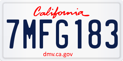 CA license plate 7MFG183