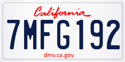 CA license plate 7MFG192