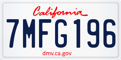 CA license plate 7MFG196