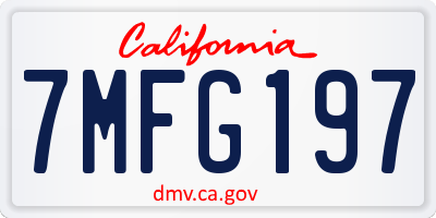 CA license plate 7MFG197