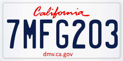 CA license plate 7MFG203