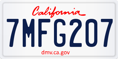 CA license plate 7MFG207