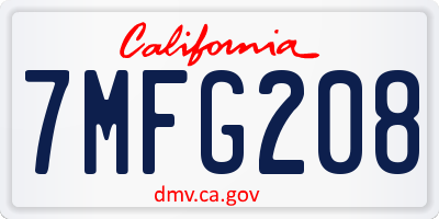 CA license plate 7MFG208