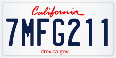 CA license plate 7MFG211
