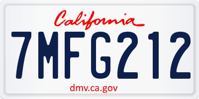 CA license plate 7MFG212