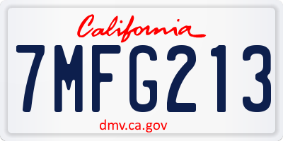 CA license plate 7MFG213