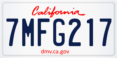 CA license plate 7MFG217