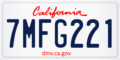 CA license plate 7MFG221