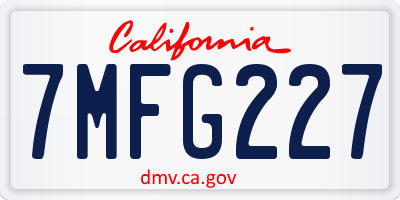 CA license plate 7MFG227