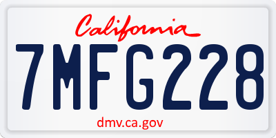 CA license plate 7MFG228