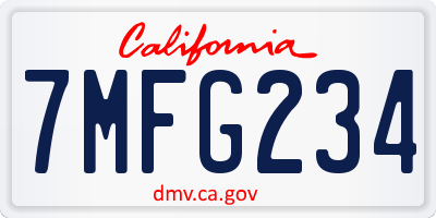 CA license plate 7MFG234