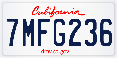 CA license plate 7MFG236