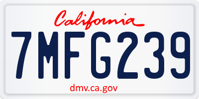CA license plate 7MFG239