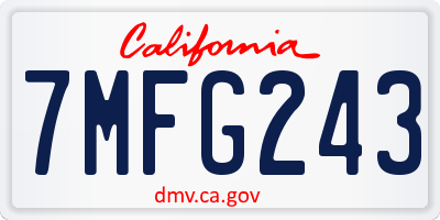CA license plate 7MFG243