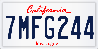 CA license plate 7MFG244