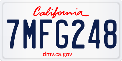 CA license plate 7MFG248