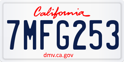 CA license plate 7MFG253