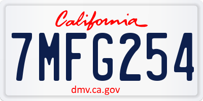 CA license plate 7MFG254
