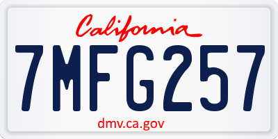CA license plate 7MFG257