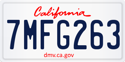 CA license plate 7MFG263