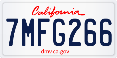CA license plate 7MFG266