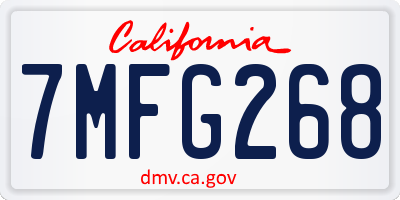 CA license plate 7MFG268